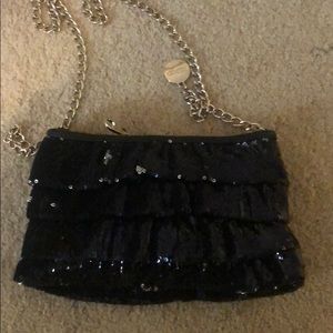 Red Velentino black ruffle sequin crossbody bag